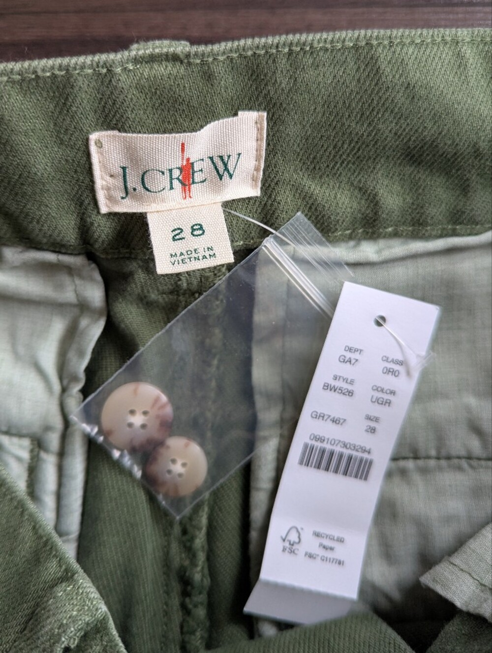 NWT J.Crew Green Wide Leg Cargo Heavyweight Twill Pants 28 High Rise Gorpcore - Picture 6 of 9
